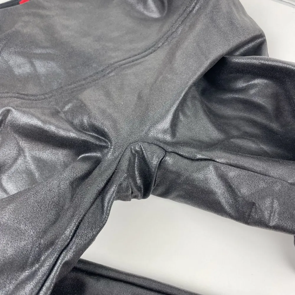 SPANX Women's Faux Leather Shiny Black Glossy LEGGINGS #2437 Size Large - Image 7