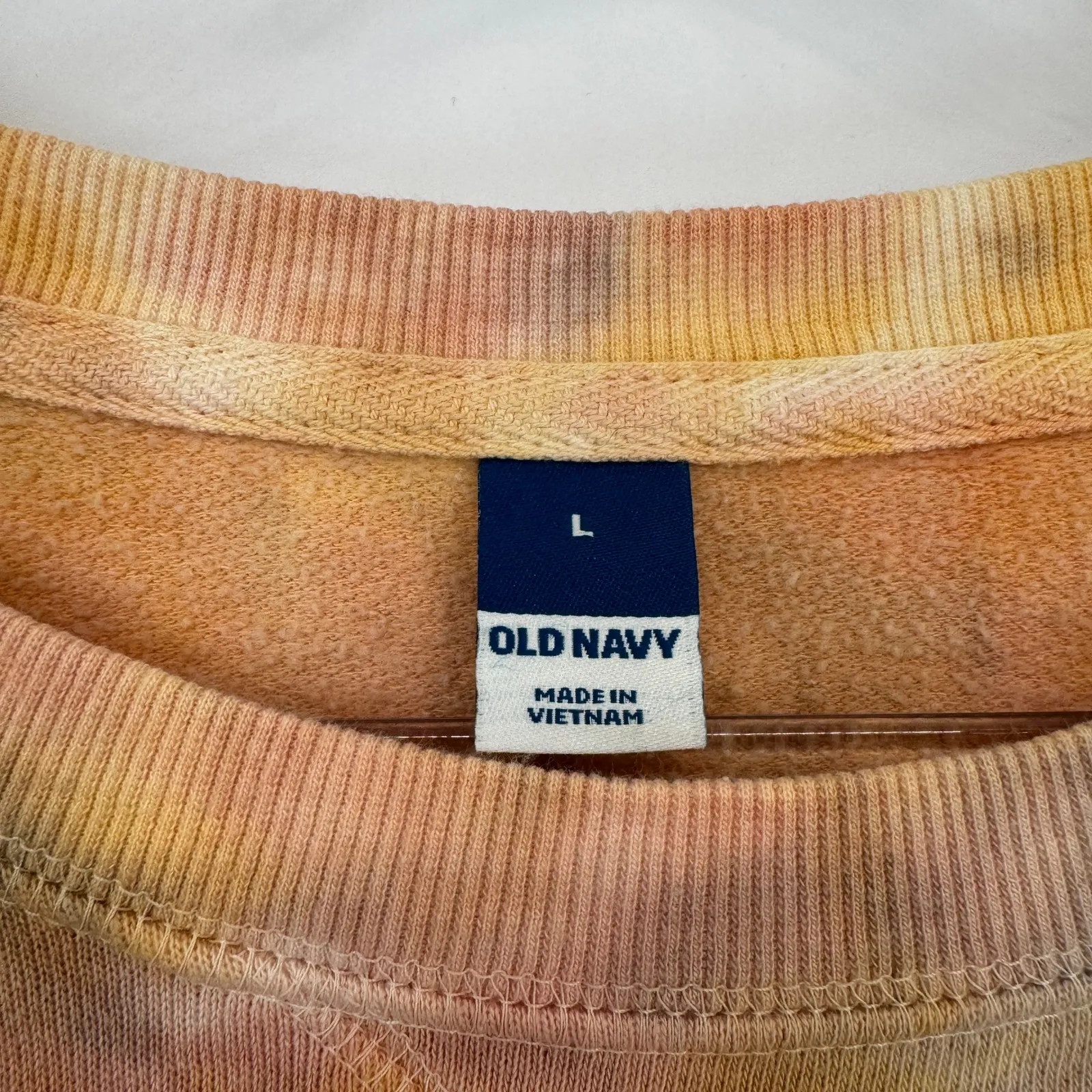 Old Navy Tie Dye Crewneck Sweatshirt Womans Large Orange Pink Cotton Polyester - Image 4