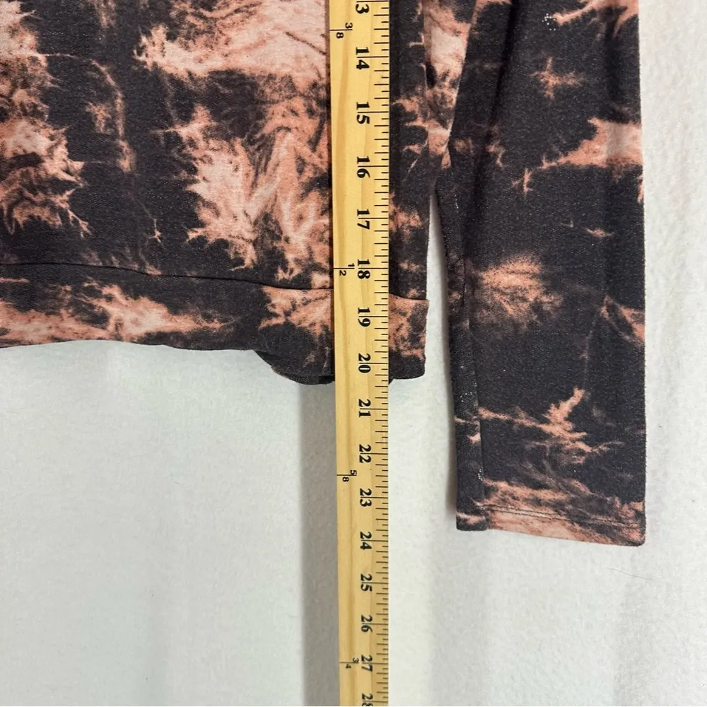 Ginger G Pullover Cropped Bleach Dye Hoodie Womens Medium Grey - Image 3