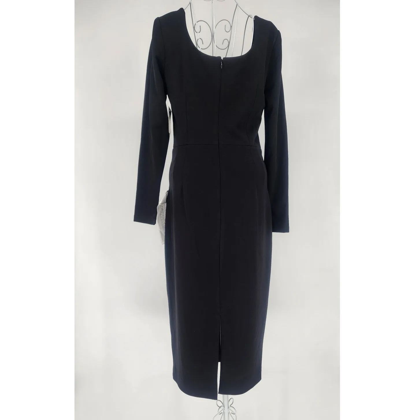 Dress the Population Sonia Long Sleeve Midi Sheath Dress Black NWT Medium - Image 3