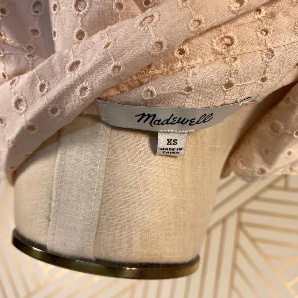 Madewell Eyelet Courier Shirt Oversized Light‎ Pink - Image 8
