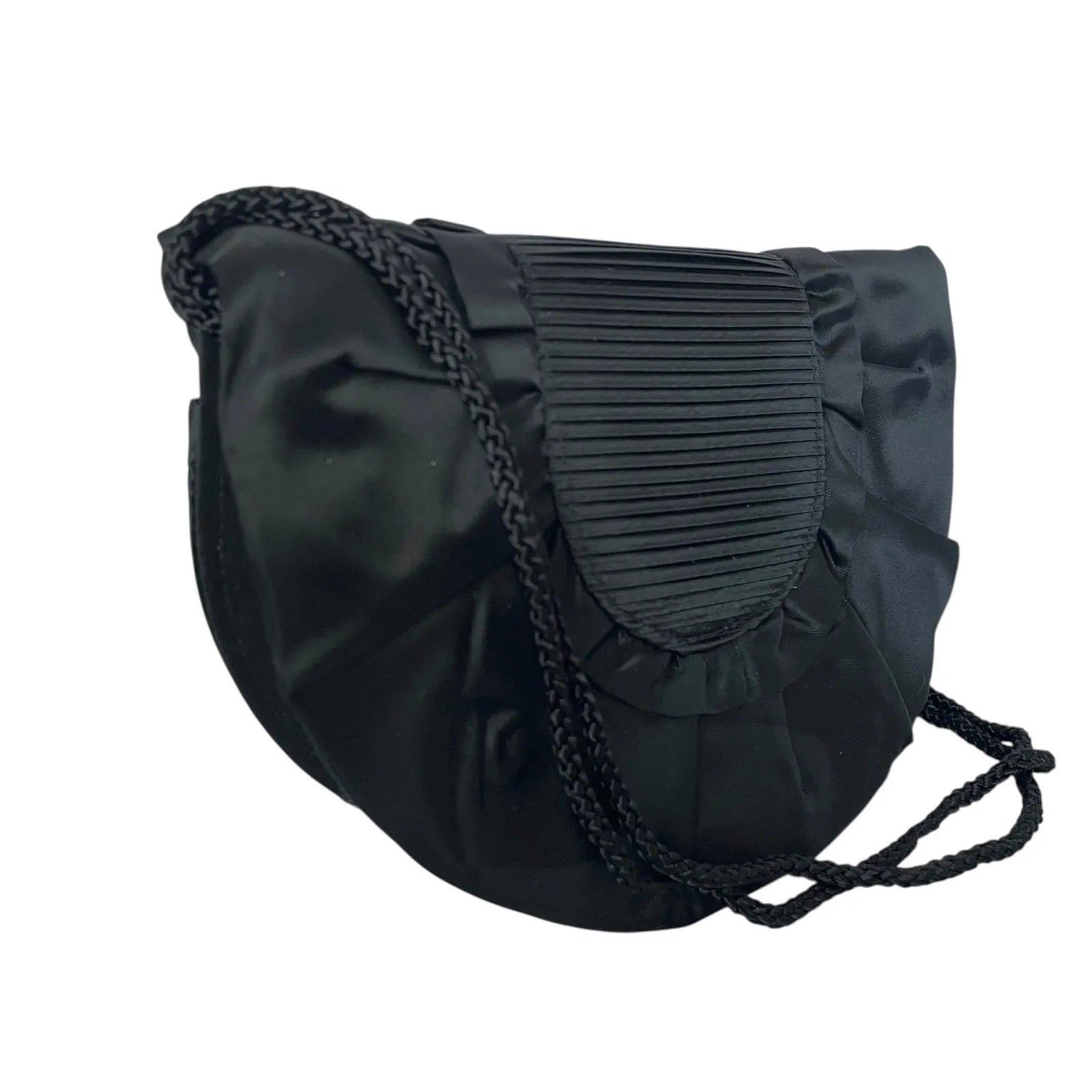 Timmy Woods Beverly Hills Collection Vintage Satin Ruffle Crossbody Evening Bag Black - Image 7