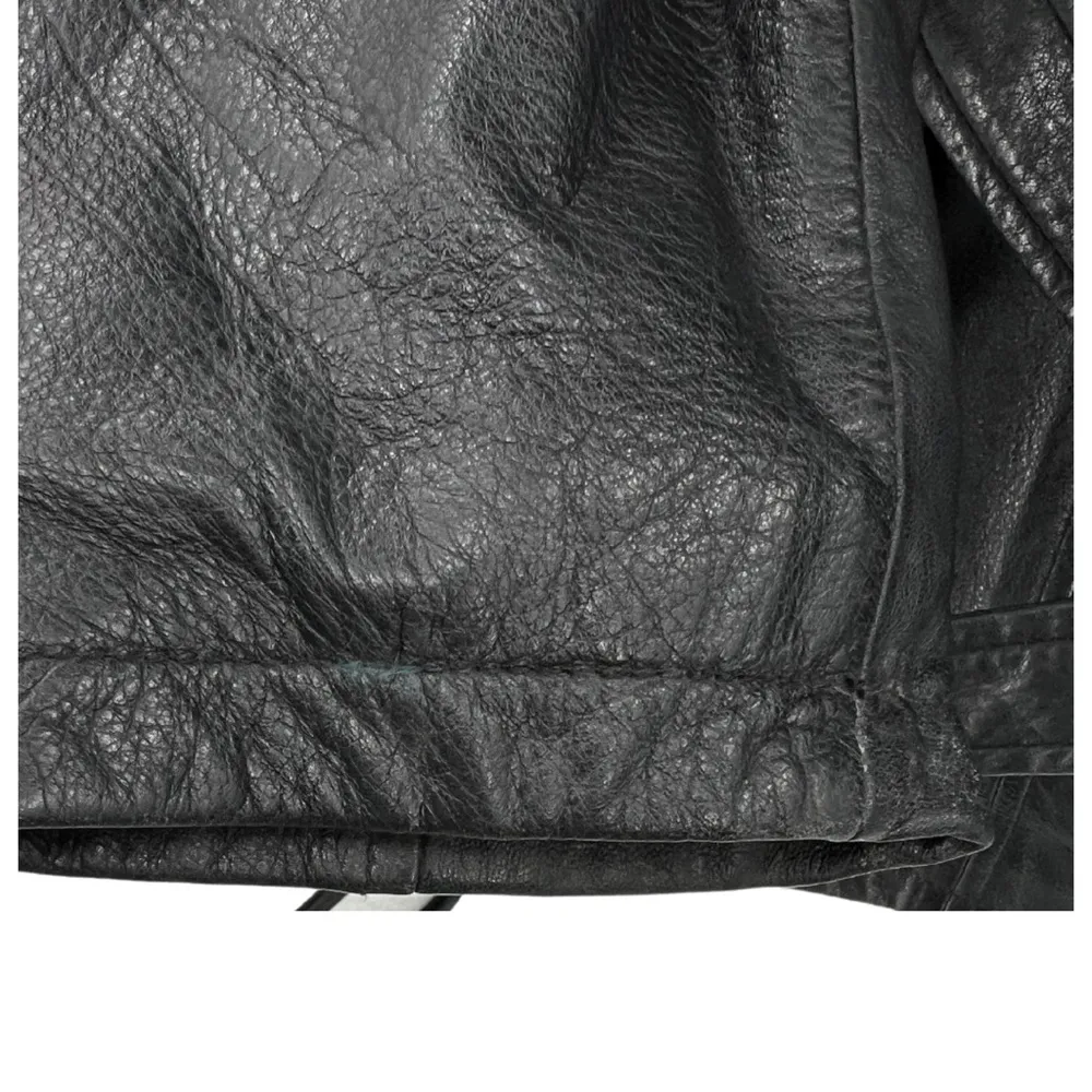 Outdoor Exchange leather jacket coat vintage tie waist medium belted black - Image 3