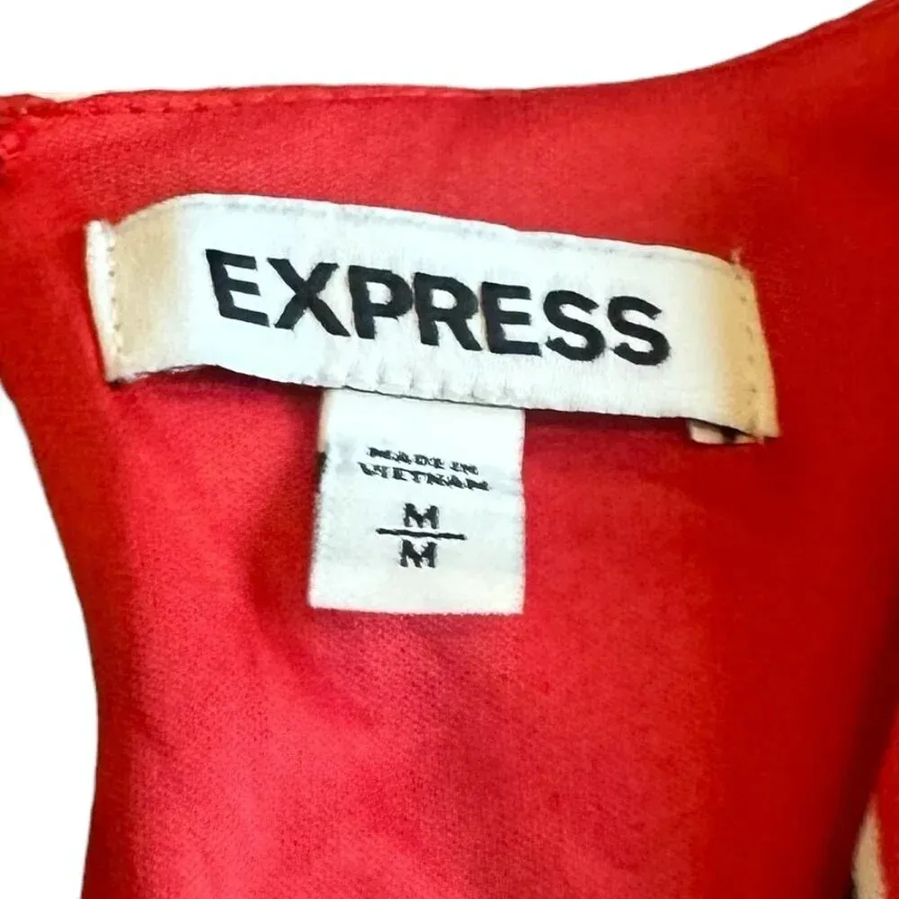 Express Bold Floral Print Long Sleeve Dress Swing A-Line Size Medium Women's - Image 10