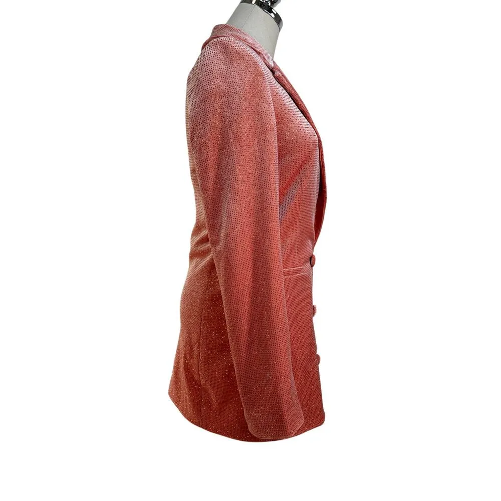 Alice McCall Midnight Jacket Pink Double Breasted Velvet Blazer - Image 8