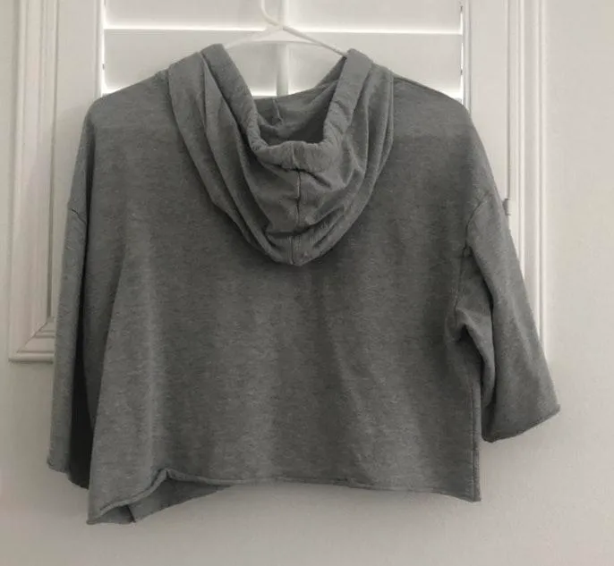 Crop Grey Hoodie Gray Size M - Image 2