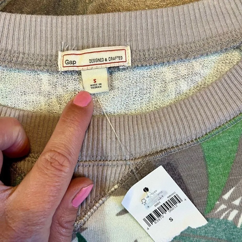 NWT Gap Sweatshirt Tunic Leaf Camouflage Top Small - Image 7