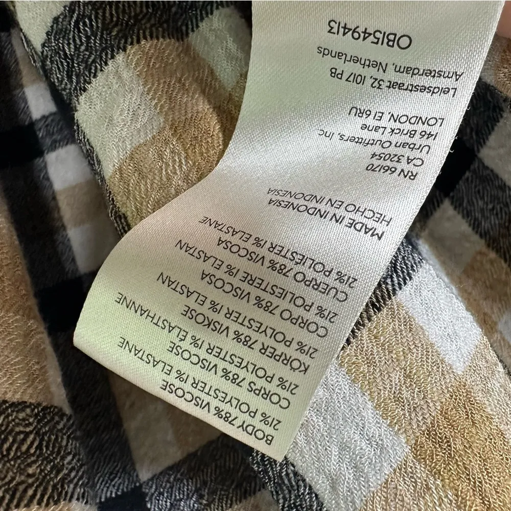 Pilcro Anthropologie Check Button Down Ruffle Shirt Size Large - Image 10