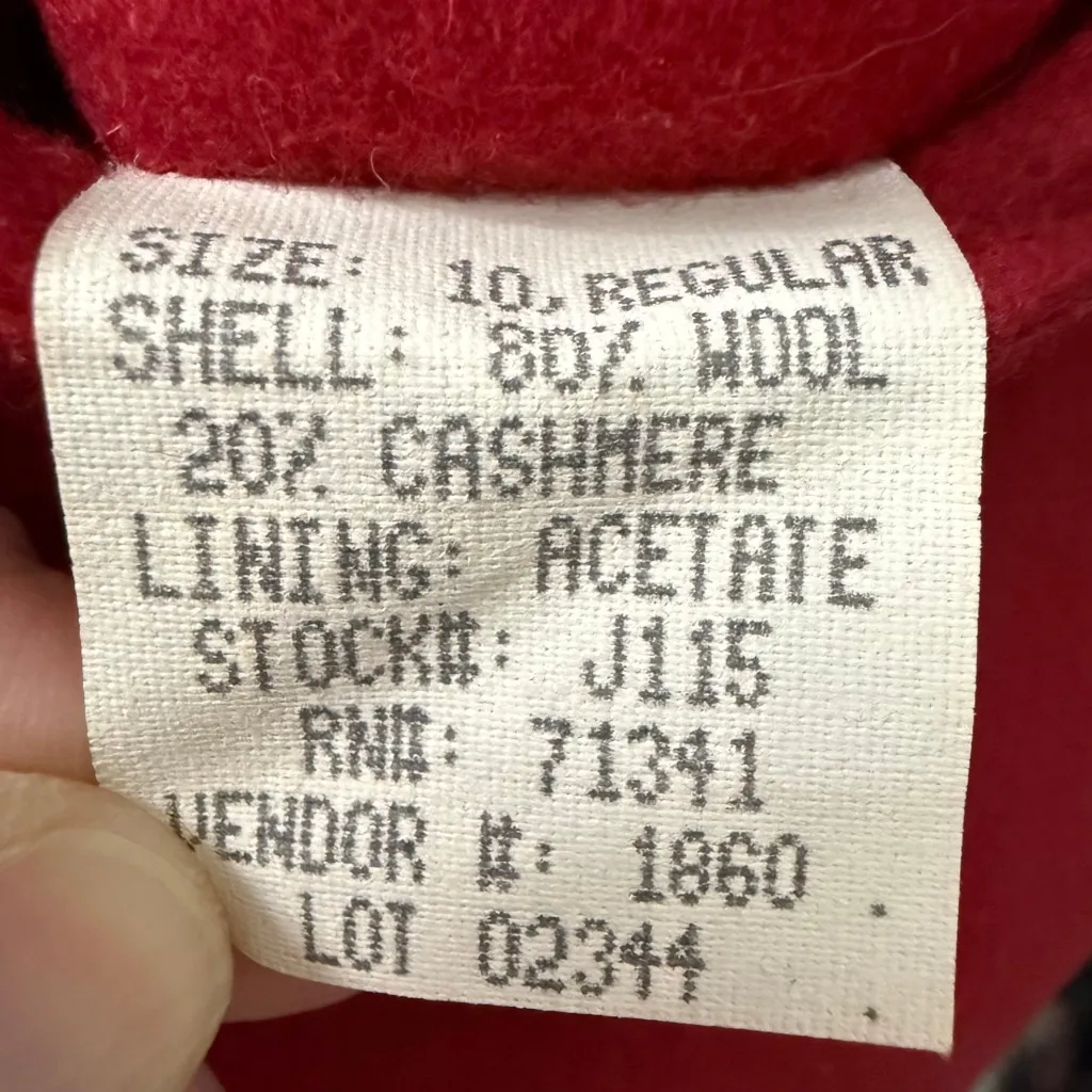 LL Bean womens red wool cashmere blazer 10R vintage made in USA - Image 12