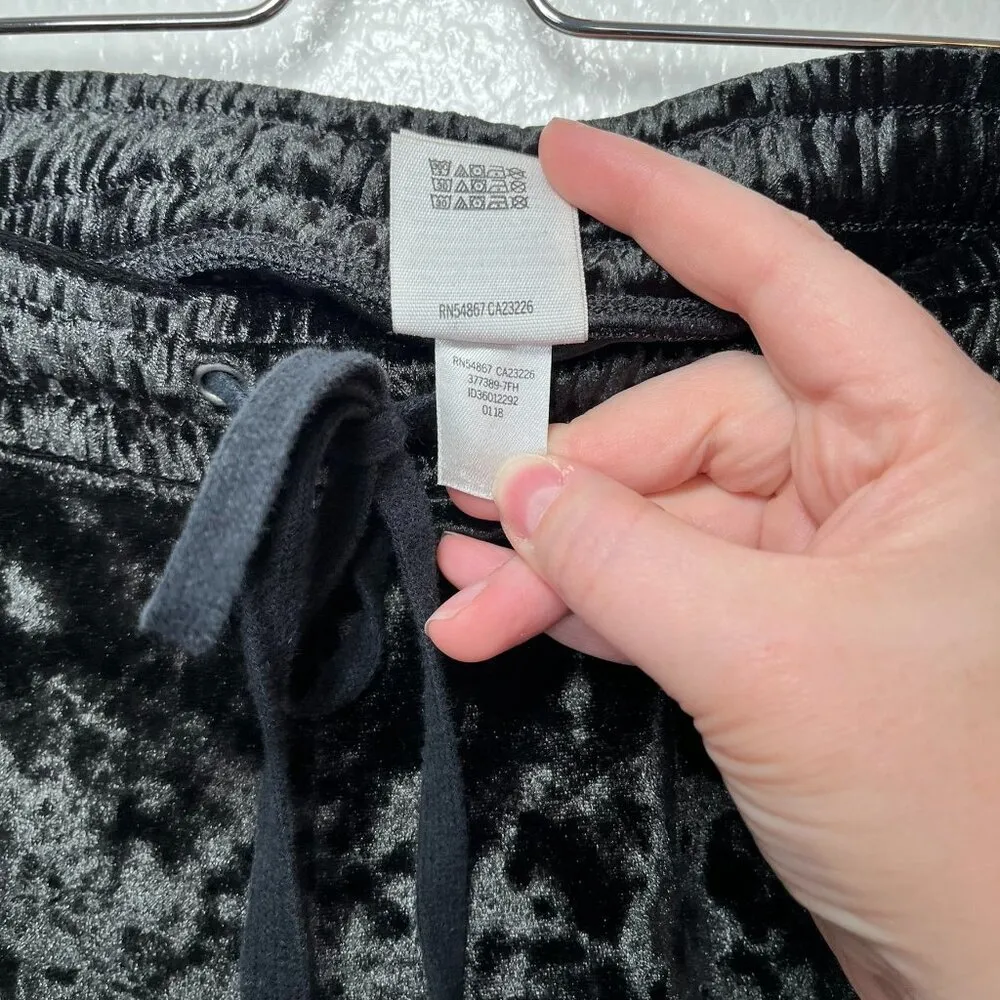 Victorias Secret PINK Womens Black Velvet Drawstring Jogger pants Size L - Image 8