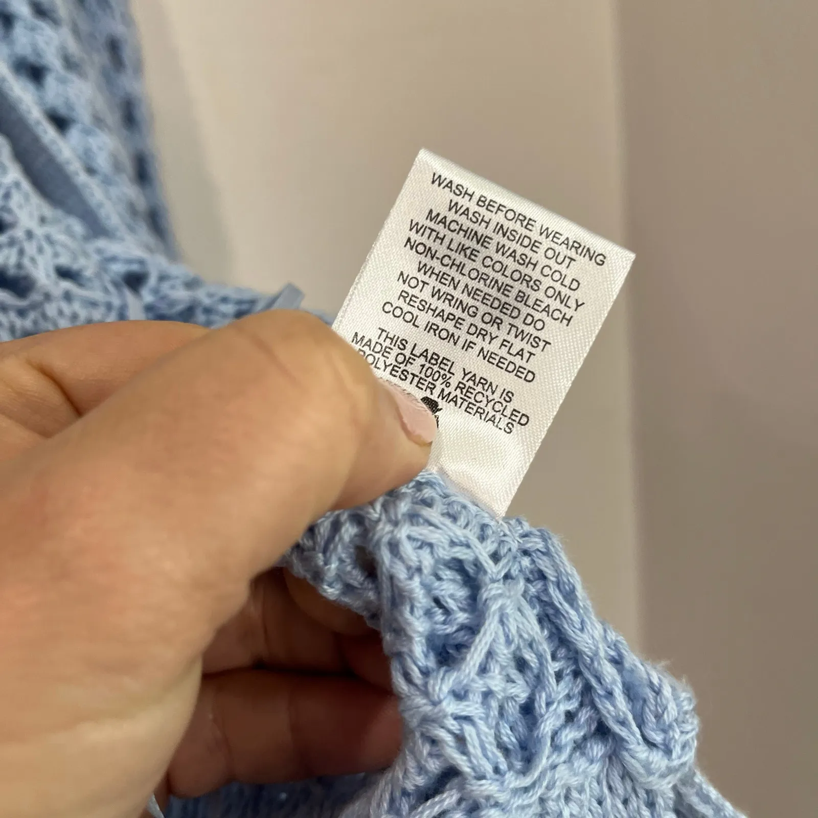 Pink Republic Blue Open Knit Cardigan Lightweight Layering Sweater Size S - Image 5