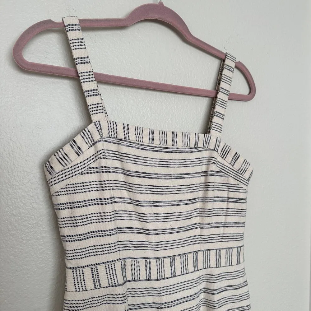 Anthropologie Paper Crown Womens S Romper Lined Shorts Zipper Jumper Cream Navy - Image 4