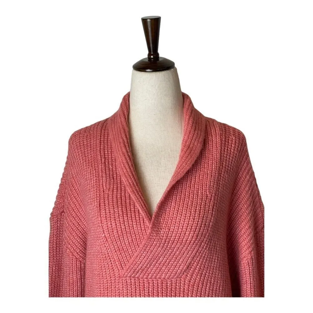 Talbots Pink Chunky Knit Shawl Collar Shaker Stitch Pullover Sweater‎ LP - Image 5