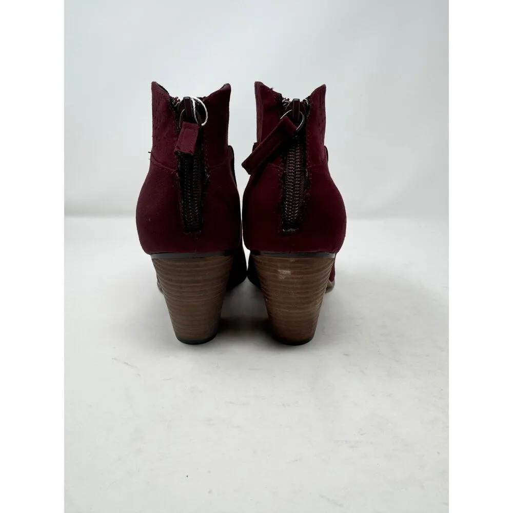 Brand New Violet & Red Women's 9 Burgundy Jackson Lazer Cut Booties Boots - Image 3
