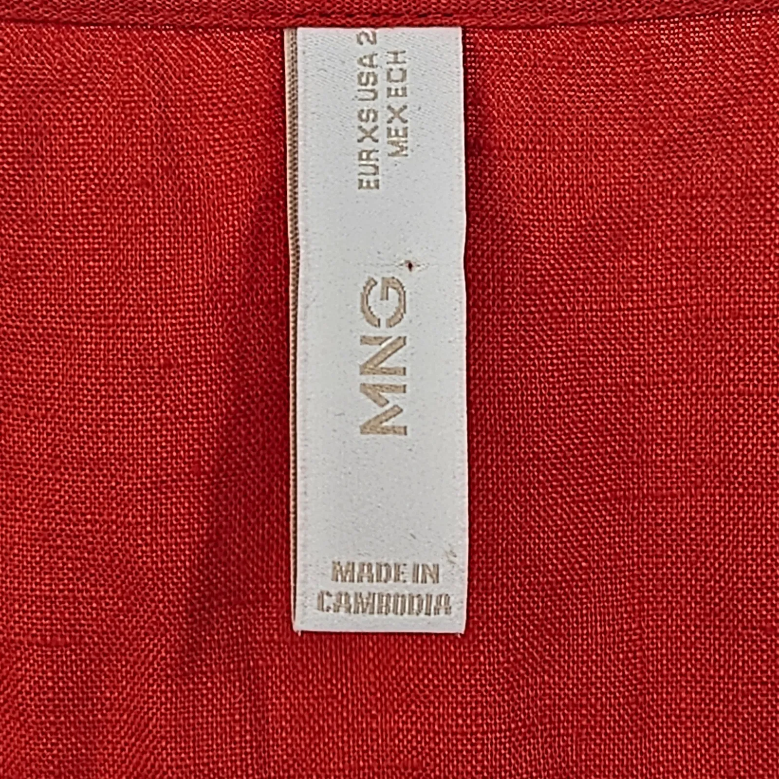 Mango 100% Linen Shirtie Dress in Red Size 2 Button Down‎ Front Belted - Image 9