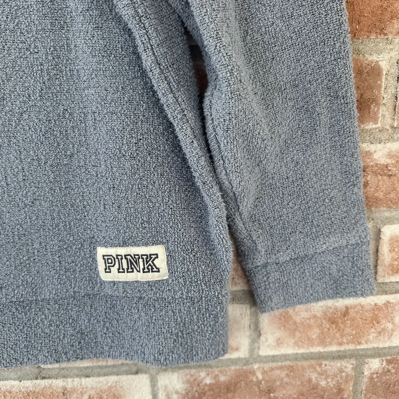 Victoria’s Secret PINK Terry Cloth Crewneck Sweatshirt Blue Medium - Image 2