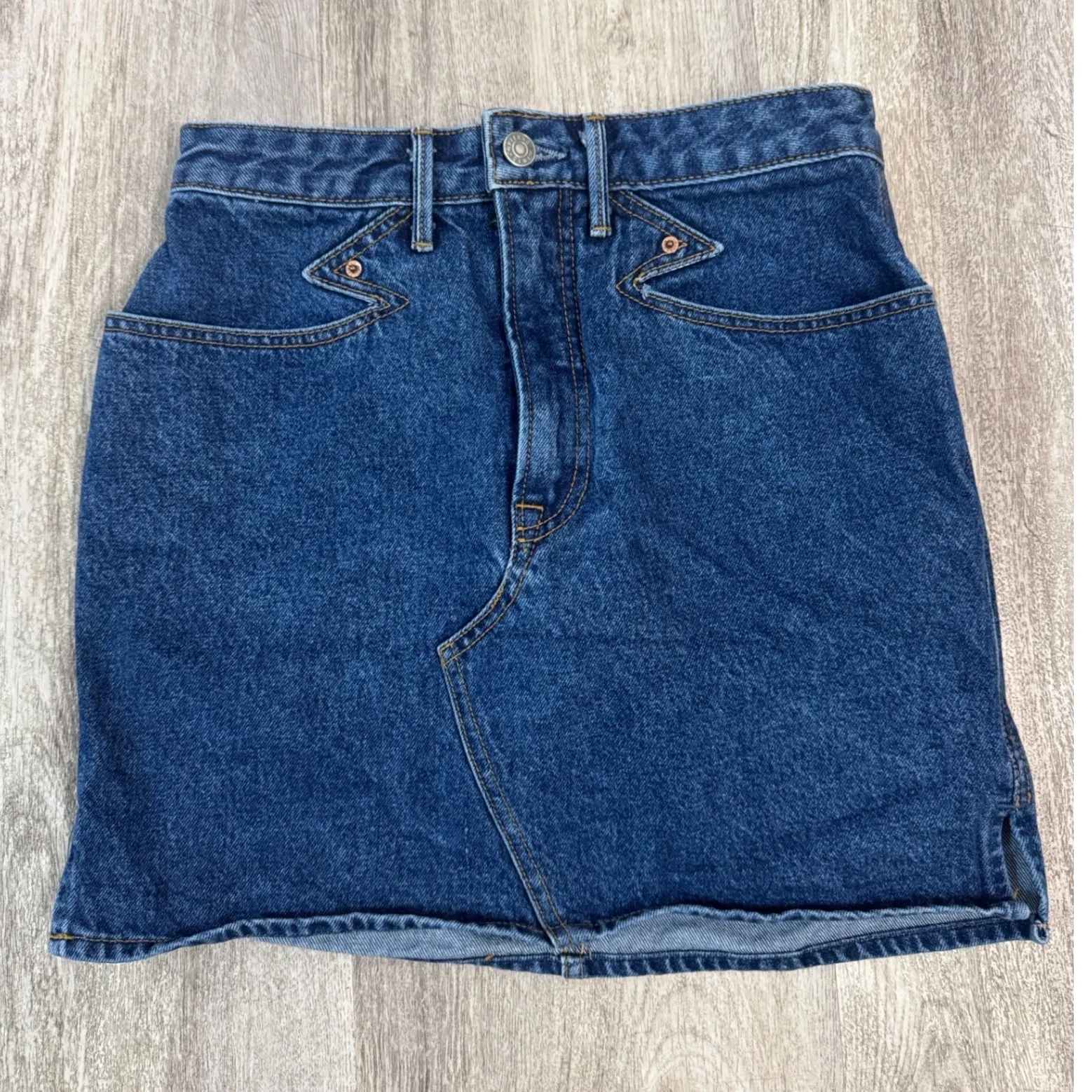 GRLFRND Odette denim mini skirt  color Call It Love Size 26 A Line High Waisted - Image 2