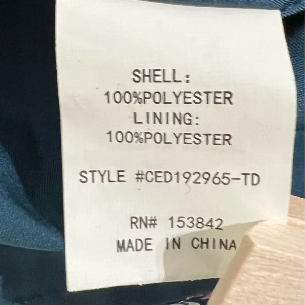 Code‎ x Mode Smocked Mock Neck Sleeveless Midi Dress M Blue Floral Lined - Image 7