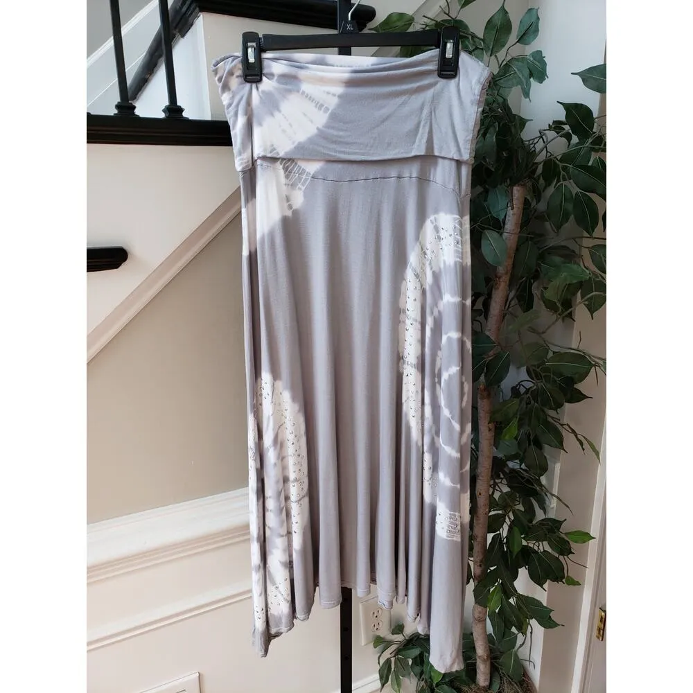 INC International Concepts Skirt Women Large Gray Tie Dye Beaded Floor Length - Image 2