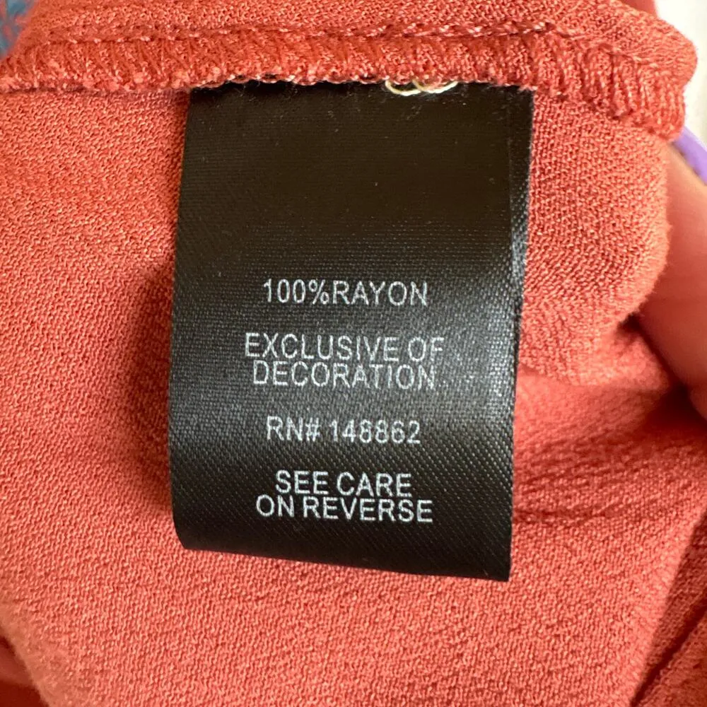 Torrid Coral Embroidered Boho Peplum Top Lace Up Romantic Balloon Sleeve 1X - Image 8