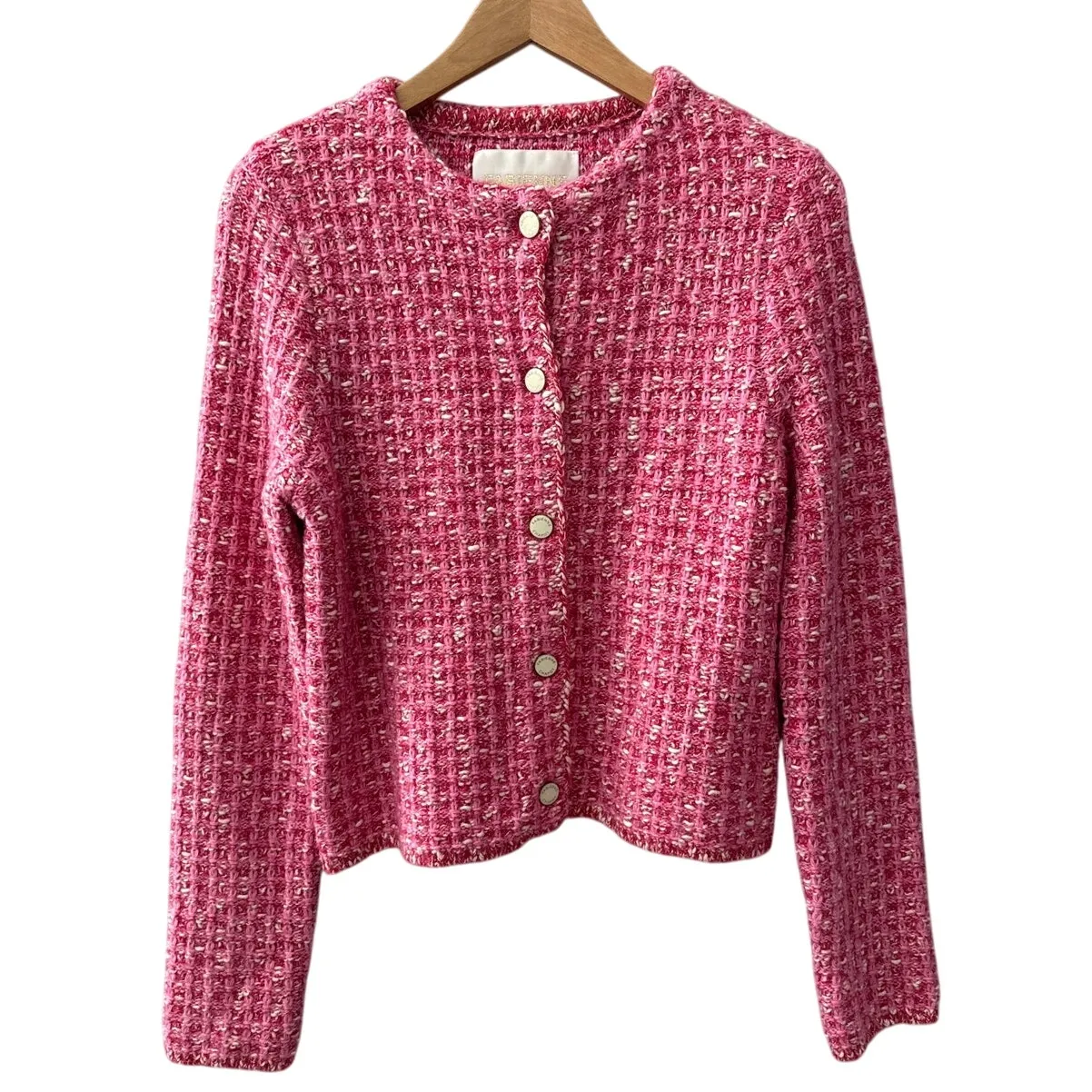Fabienne Chapot Josh Tweed Cardigan in Pink Candy Size XS - Image 4