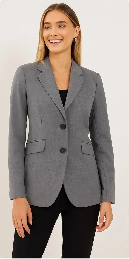 Theory Women’s Anorie II Broadway Gray Wool Blend Blazer Size 2 - Image 2