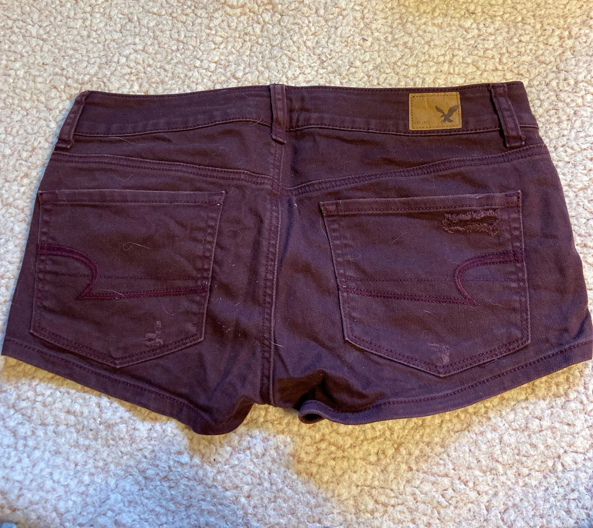 Maroon Jean Shorts - Image 3