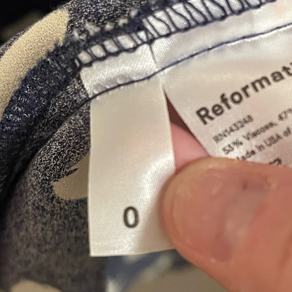 Reformation Sigmund Womens Long Sleeve Maxi Dress w Slit Navy White French Chic - Image 16