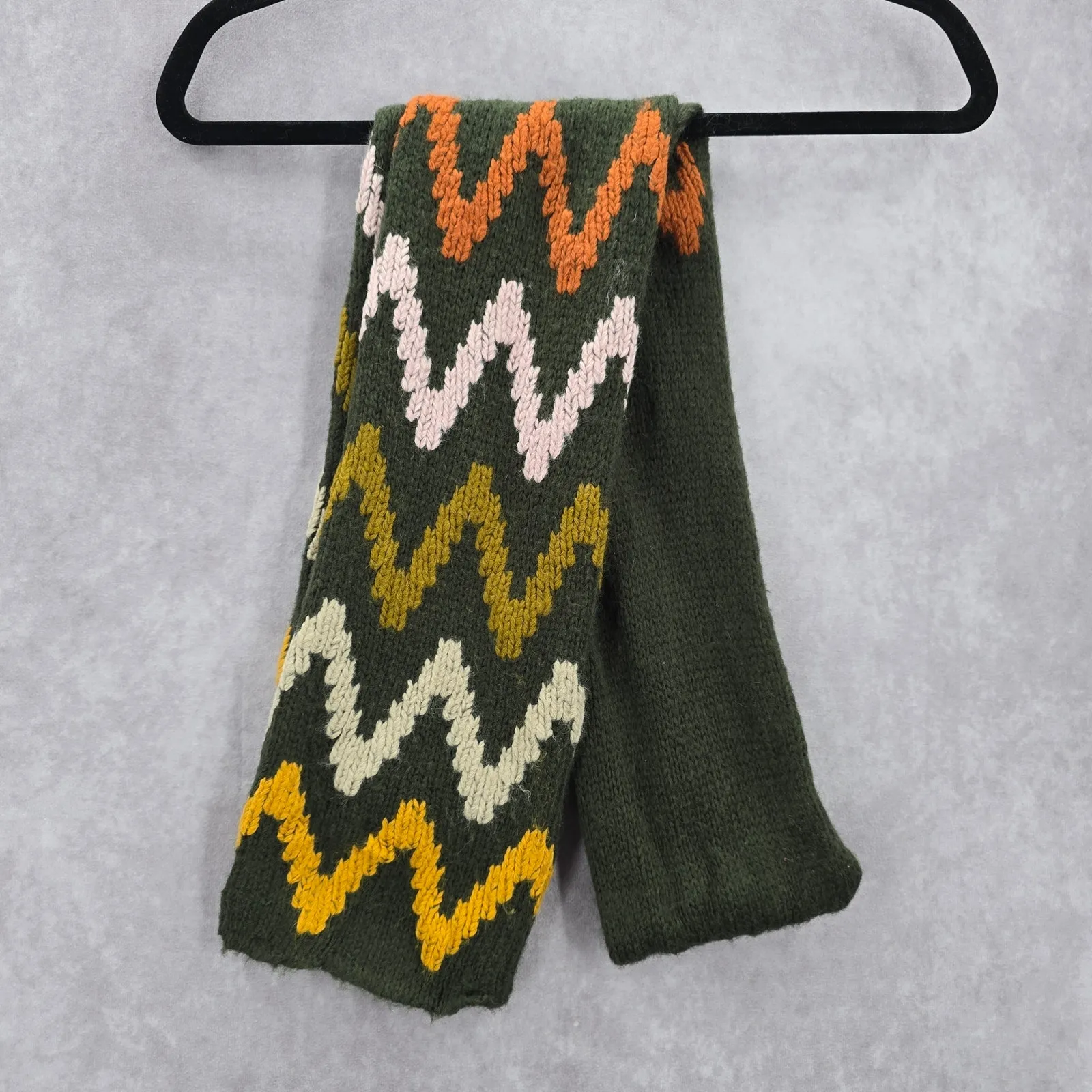 Wooden Ships Green Chevron Cable Knit Wrap Shawl Vintage Y2K Scarves Scarf - Image 3