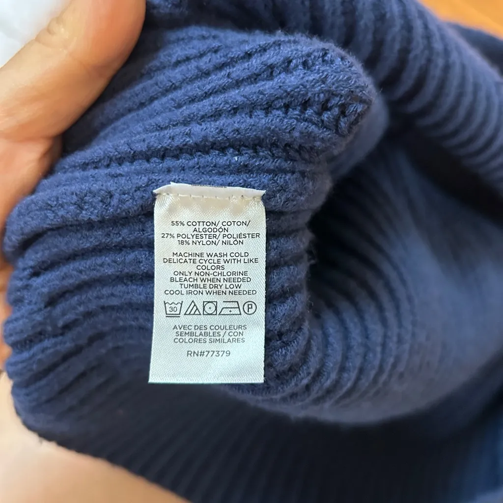 NWOT Ann Taylor women navy sweater with Button Collar - Image 5