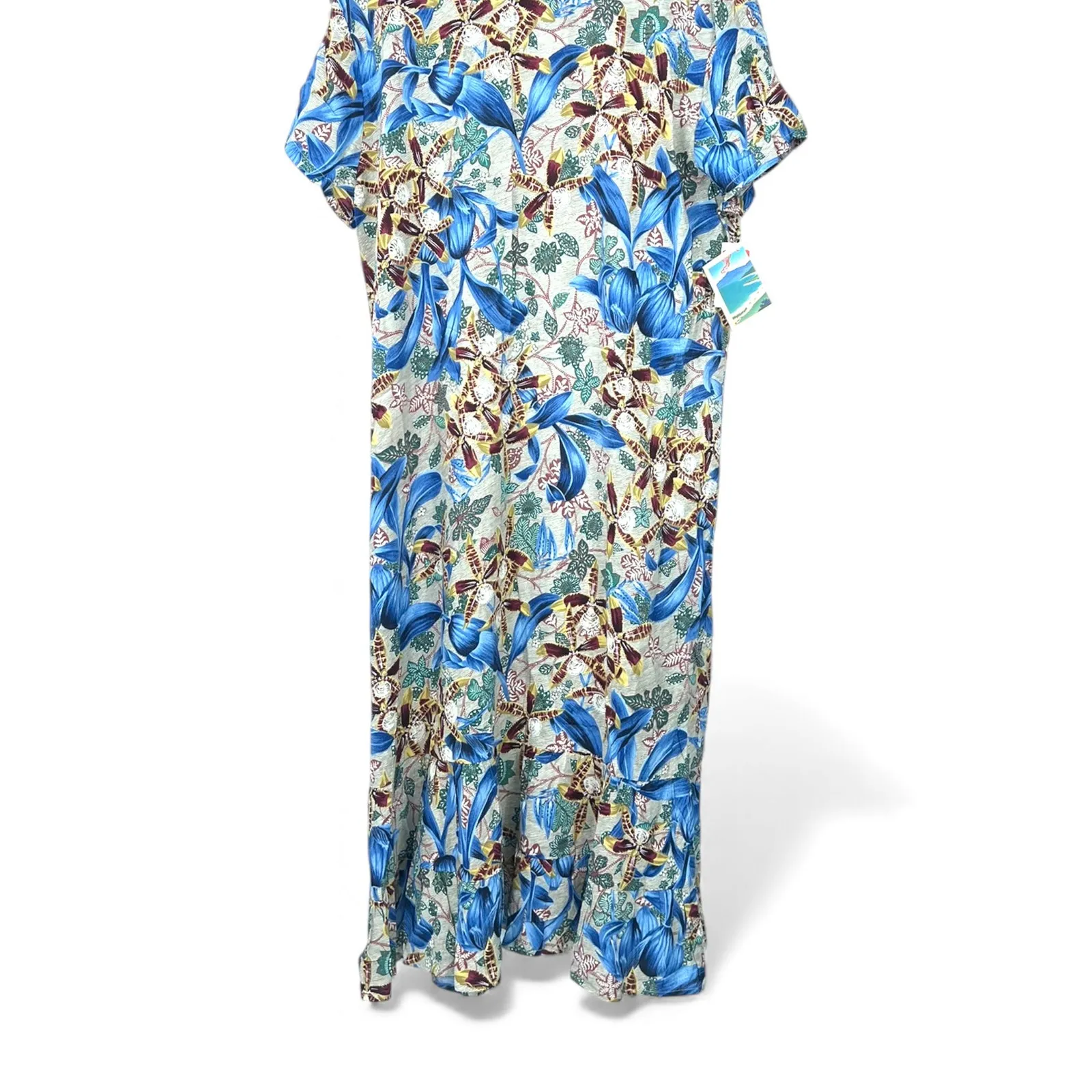 NWT Reyn Spooner | XL | Muumuu Dress Knee Length Cover Up Hawaiian Aloha Blue - Image 8