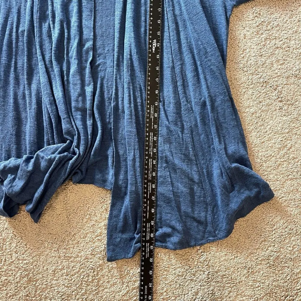 J Jill Sweater‎ Women Med Blue Love Linen Lagenlook Open Cardigan Work Office - Image 9