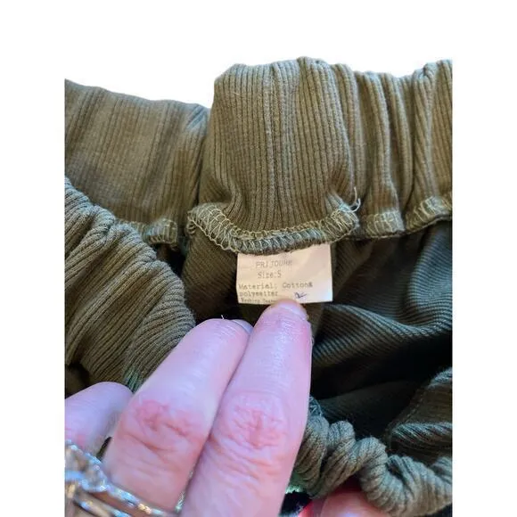 NWOT Army Green Loose Fit Asymmetrical‎ Elastic Drawstring Waist Joggers Small - Image 4