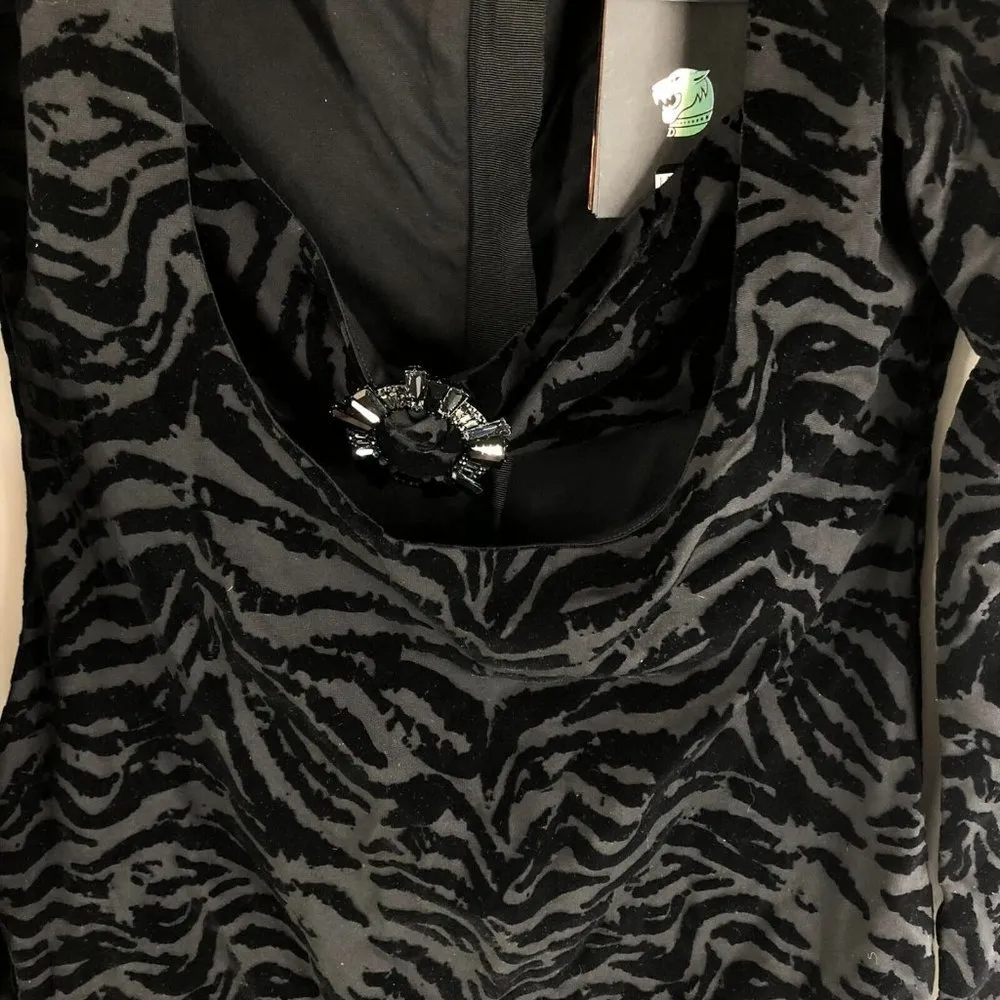 DUNDAS x REVOLVE Ramone Mini Dress in Black Tiger Velvet Burnout Shoulderpads M Size M - Image 2