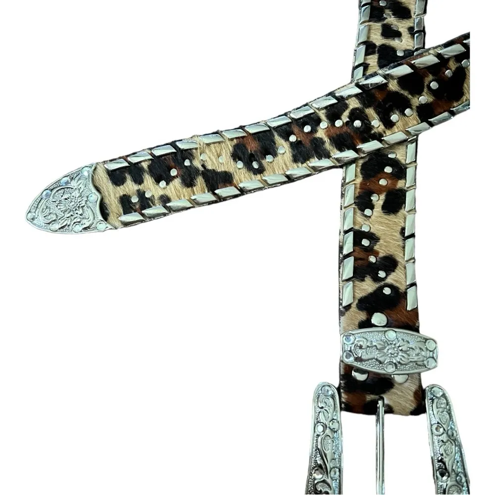 Vintage Animal‎ Print Leather Belt Black Size XL - Image 3