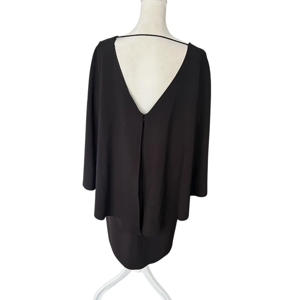 Halston Heritage Black Cape Sleeve Mini Dress Size 14 Little Black Dress - Image 7