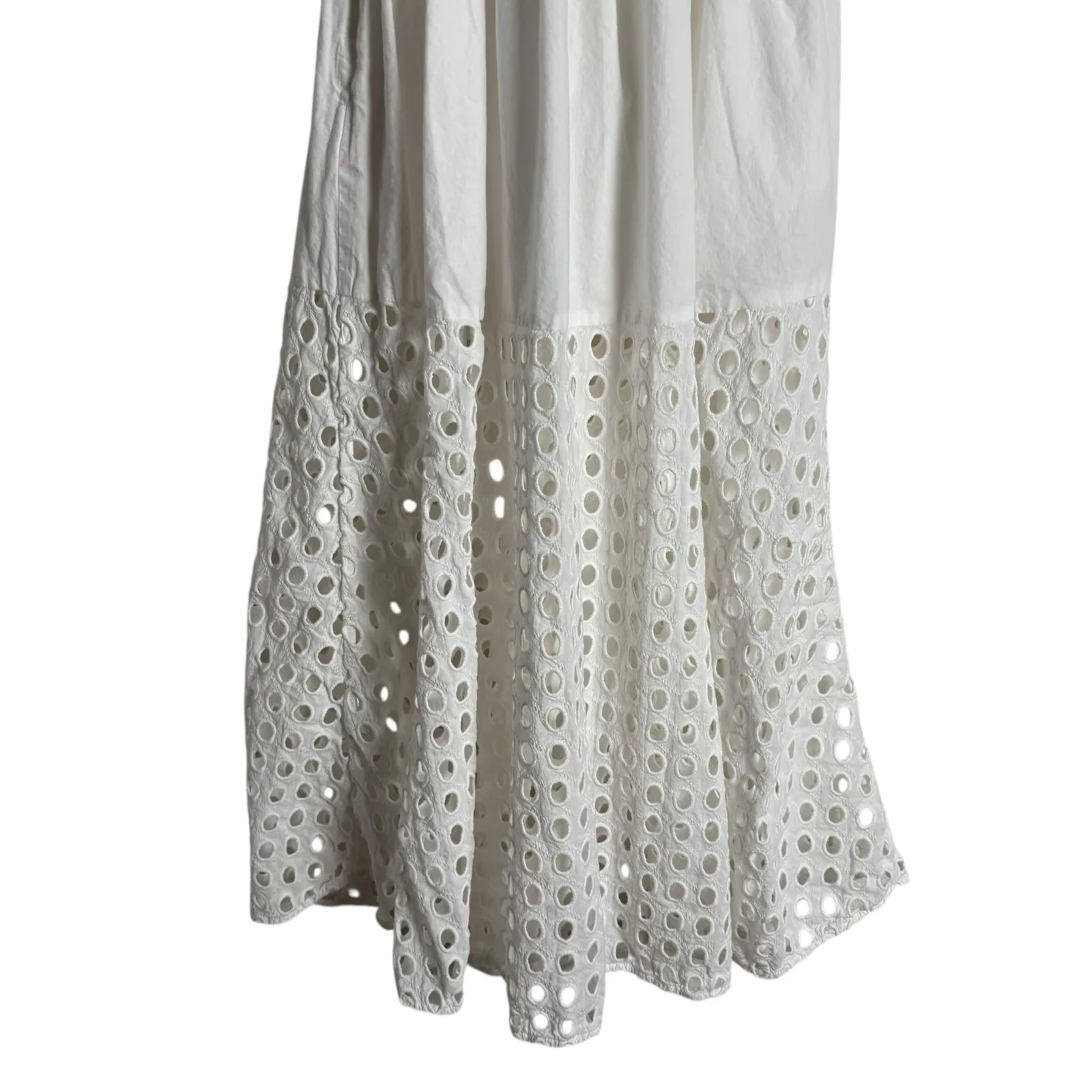 Solid & Striped Kennedy White Smocked Eyelet Sleeveless Coastal Midi Dress XS - Image 9