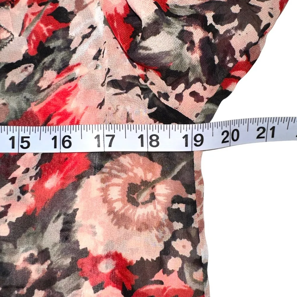 Joie Silk Floral Long Sleeve Button Down Ruffled Blouse SMALL - Image 5