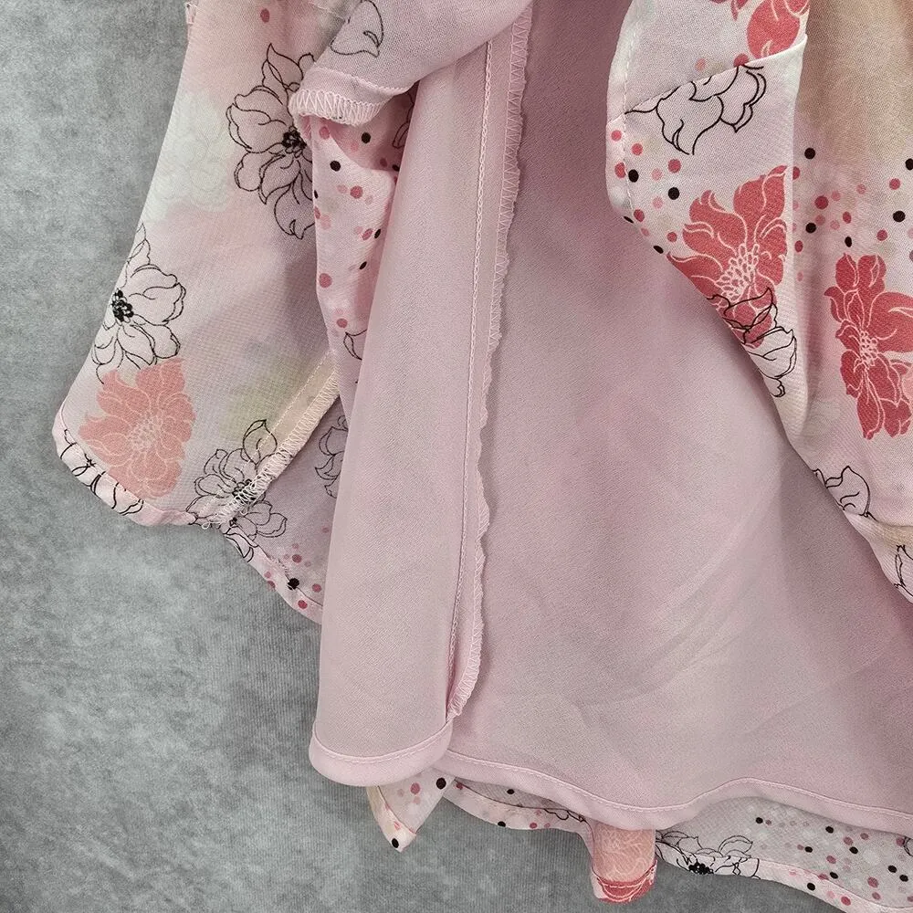 Laura Scott Pink Floral Flare Boho Indie Y2K Knee‎ Length Cottage Skirt Large - Image 4