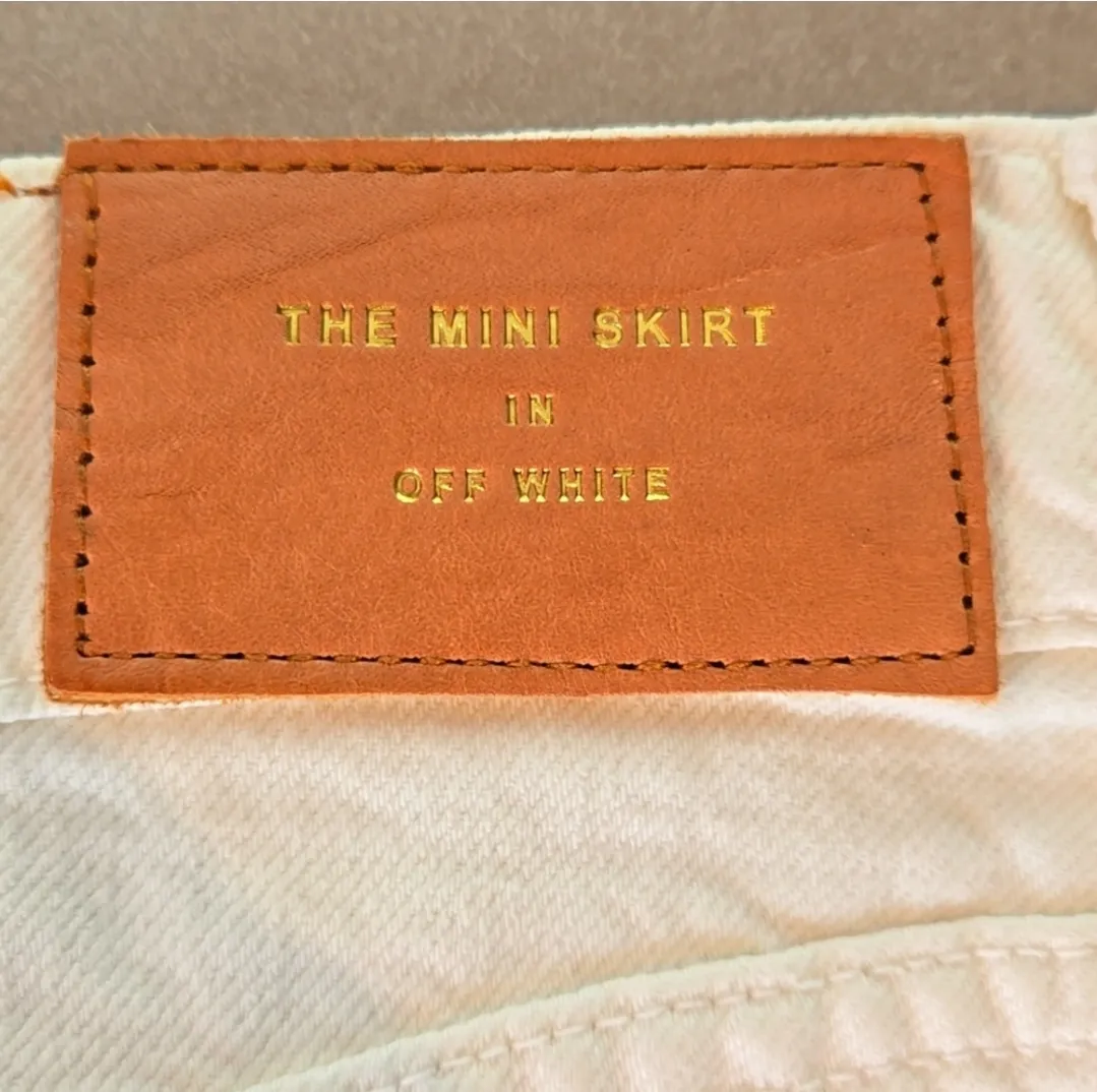 New Zara Off-white Distressed Denim Mini Skirt - Image 3