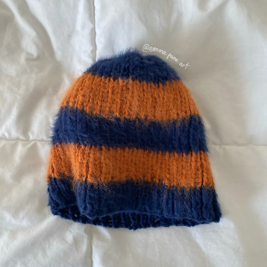 striped orange and blue Chicago Bears NFL fuzzy women’s beanie - Image 6