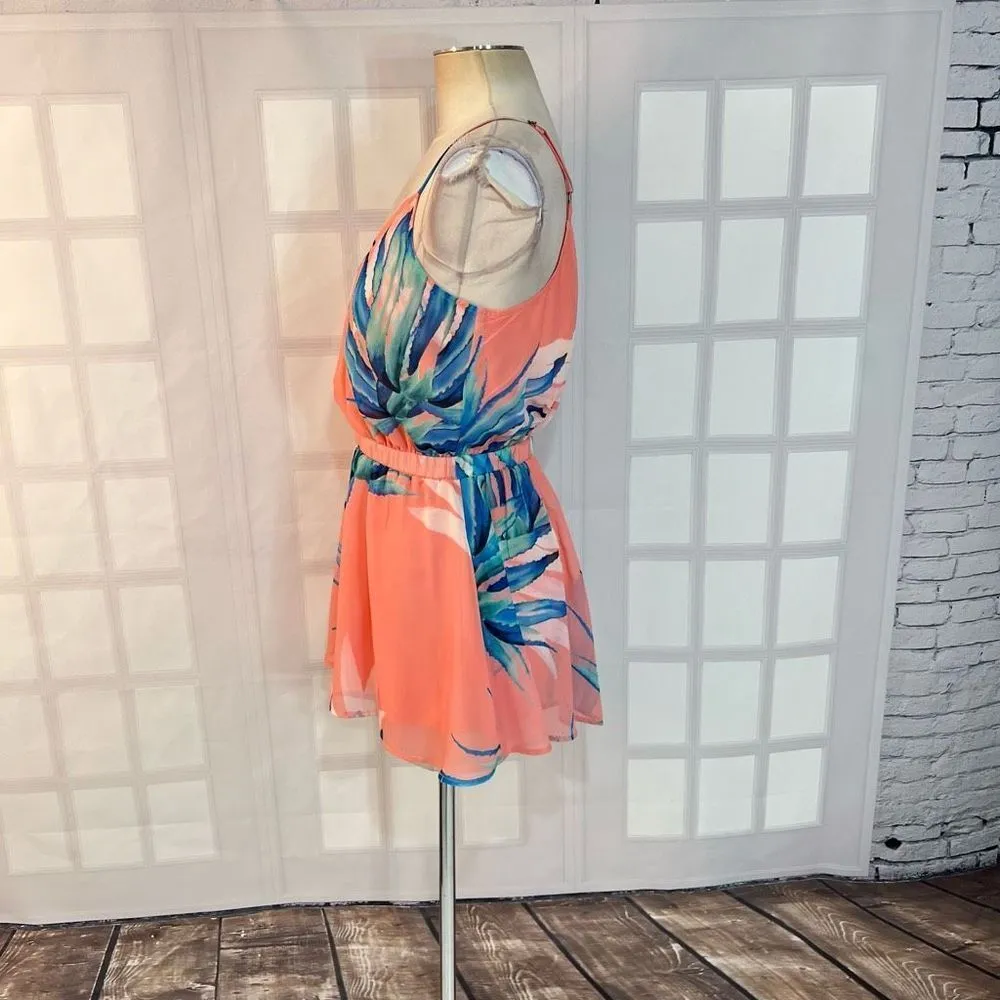 Show me your mumu pink blue floral Olympia wide leg shirt romper size medium - Image 10