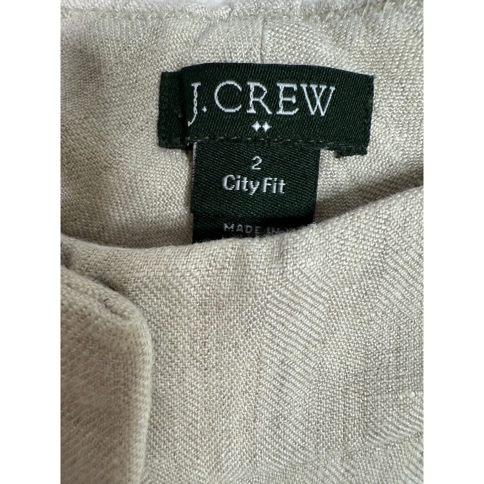 J. Crew City Fit Linen Mid Rise Waist Straight Wide Leg Pant Pocket Zip 2 Beige - Image 7