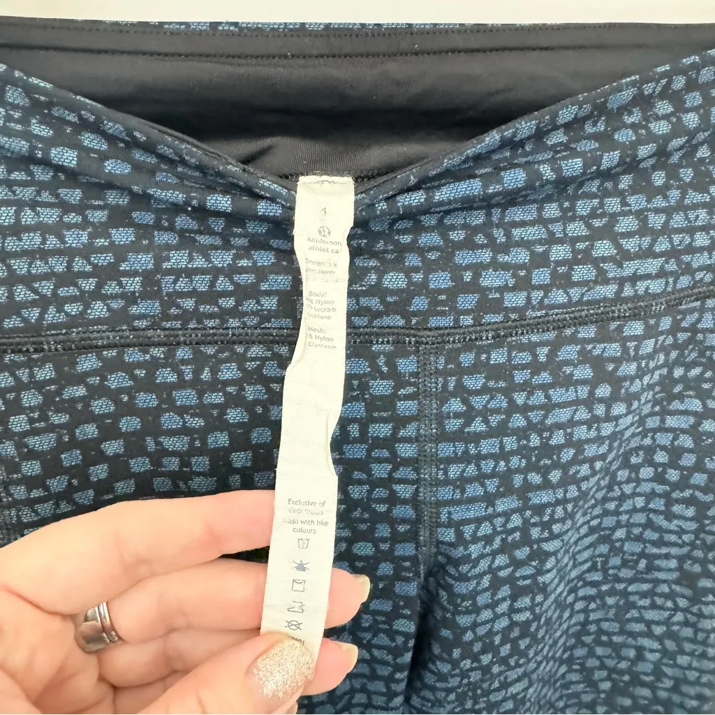 Lululemon Pace Rival Crop Shatter Weave Desert Teal Alberta Lake Black Leggings - Image 5