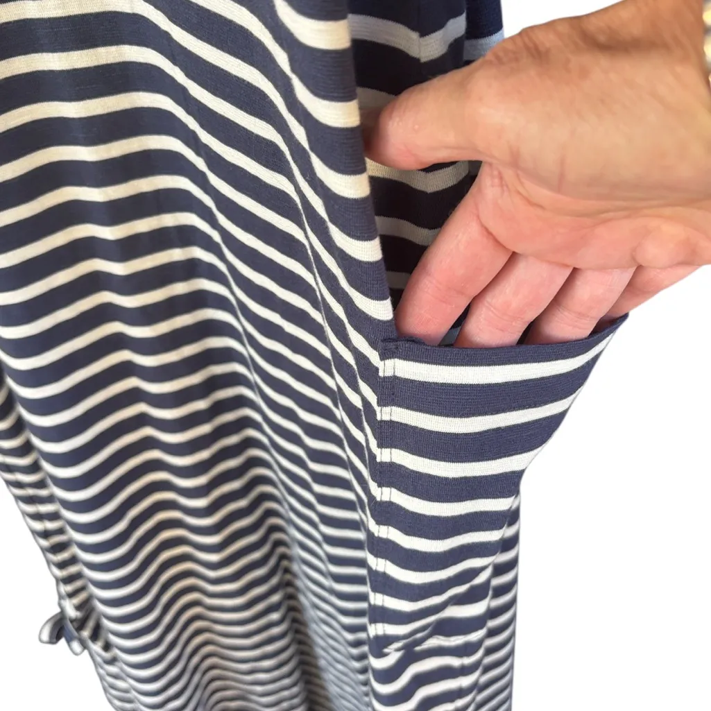 Like New Toad&Co Samba Muse Ruched Side Striped Midi Dress Size Medium - Image 3