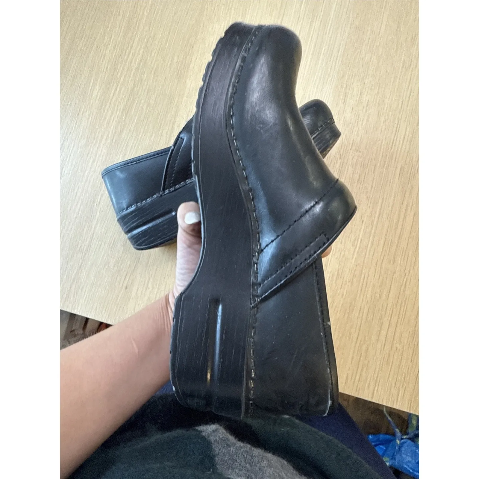Dansko Black Leather Clogs Shoes Size 39/ US 8.5-9 - Image 4