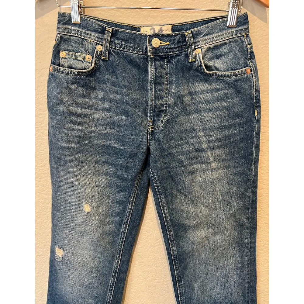 Free People We the Free Maggie Ripped Crop Straight Leg Jeans Size 24 - Image 4