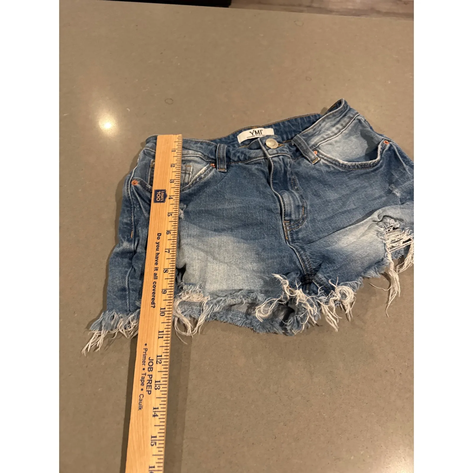 YMI Blue Denim Distressed Frayed Hem Jean‎ Shorts Casual Womens - Image 2