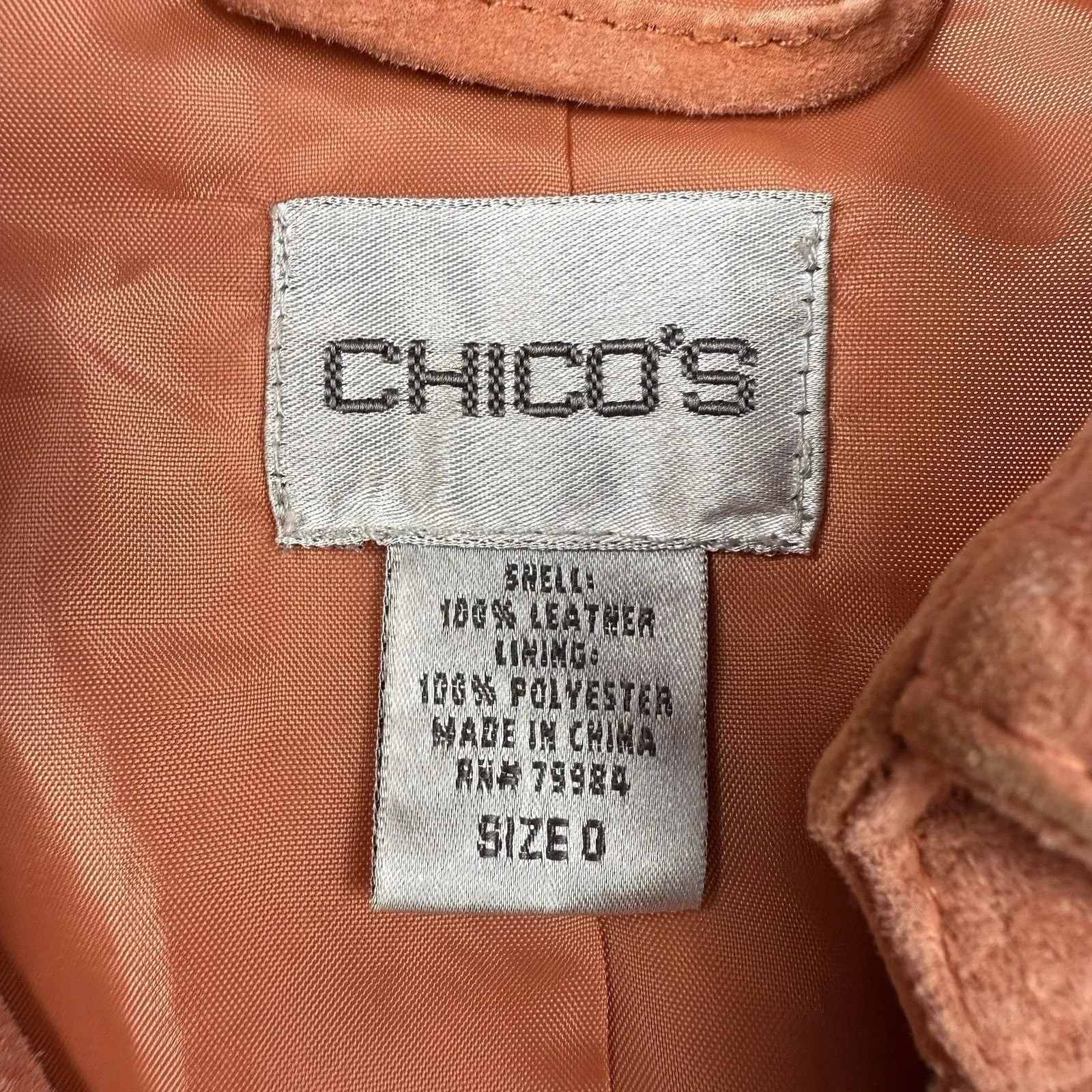 Chico's Women's Suede Leather Jacket Zip Front Size Small Fitted Western Peachy - Image 5