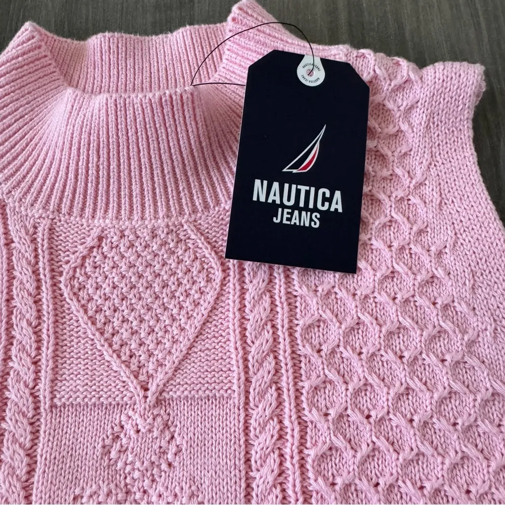 women cable knit mock neck sweater vest pink size S NWT $60 - Image 5